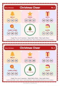 Christmas Cheer Tambola picture tambola tickets with themed prize sections