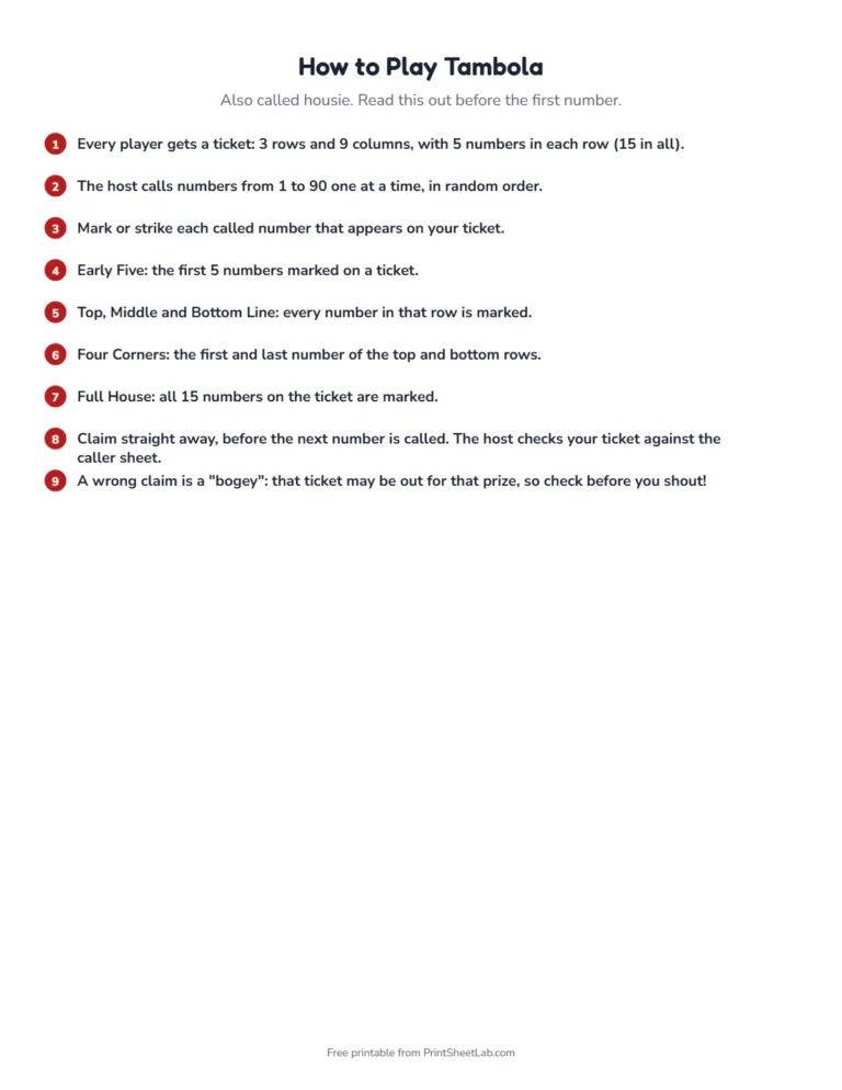 Christmas tambola rules page: how to play and how to claim a prize