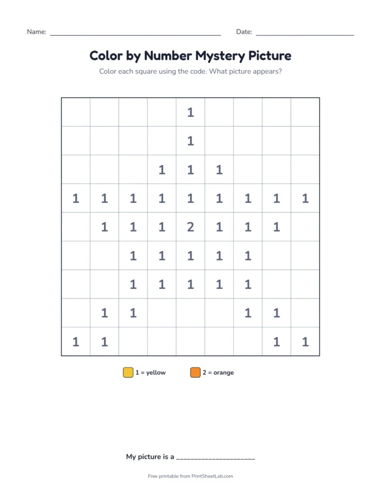 Color by number pixel art worksheets: four mystery pictures with number codes and an answer key