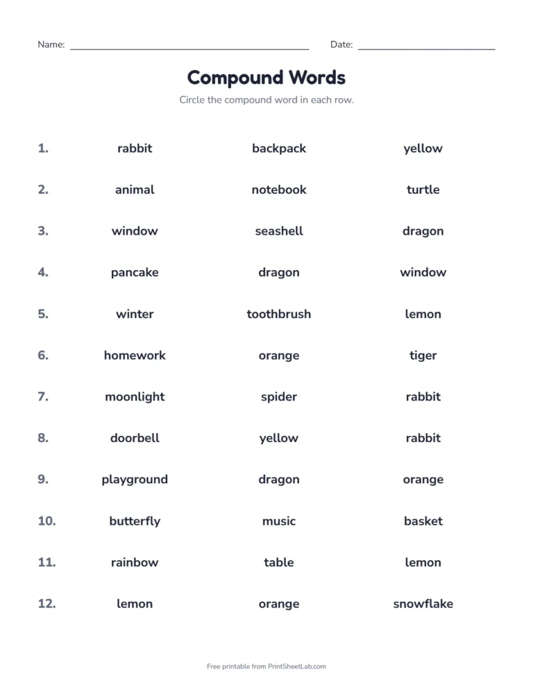 Find the compound word worksheet for kindergarten and 1st grade