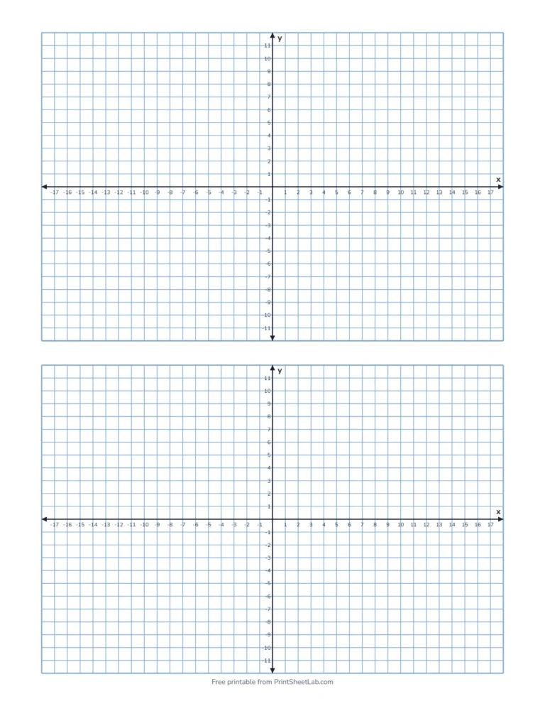 Coordinate plane graph paper with two numbered graphs on one page in blue