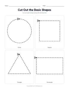 cutting shapes worksheets: basic shapes