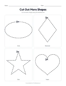 Cut out more shapes printable worksheet for ages 4 to 6