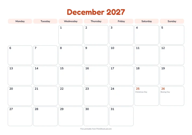 December 2027 calendar for Australia with Christmas and Boxing Day
