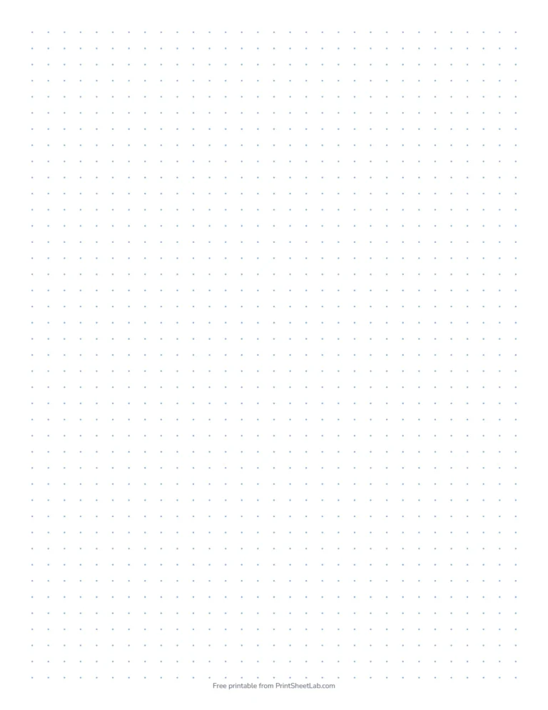 Printable dot grid paper with 1/4 inch blue dots