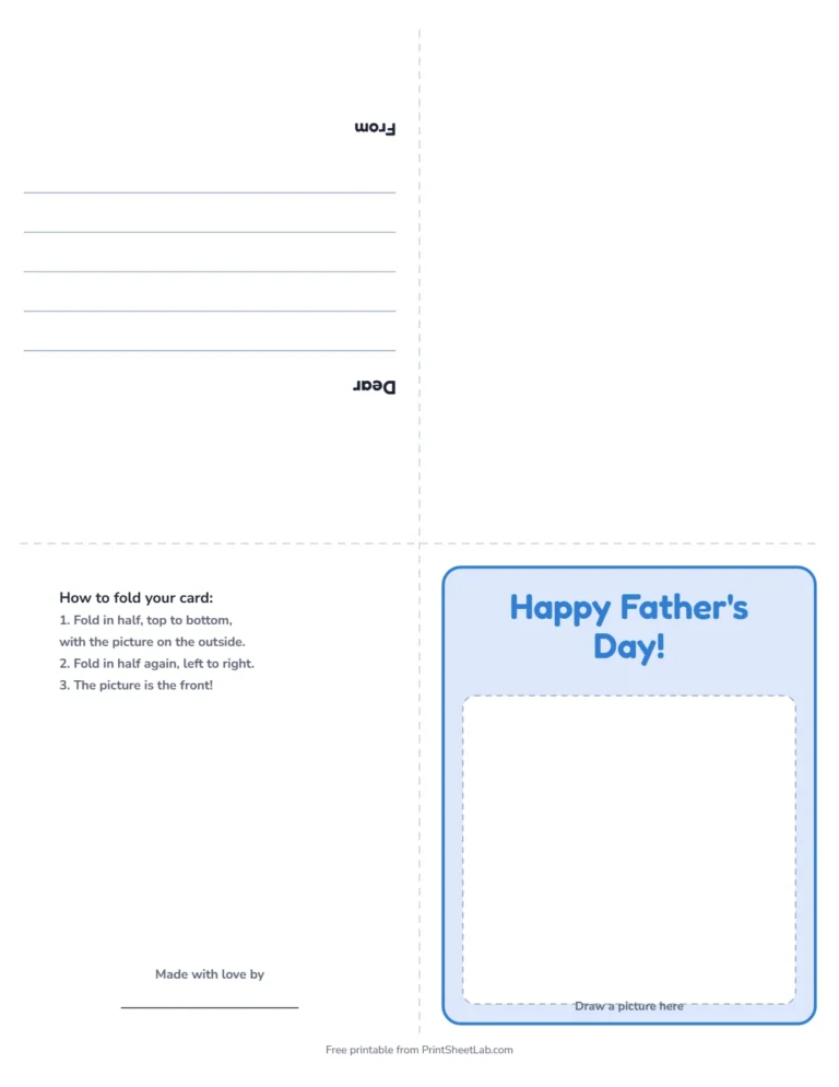 Father's Day card printable: a fold-up greeting card that says Happy Father's Day!