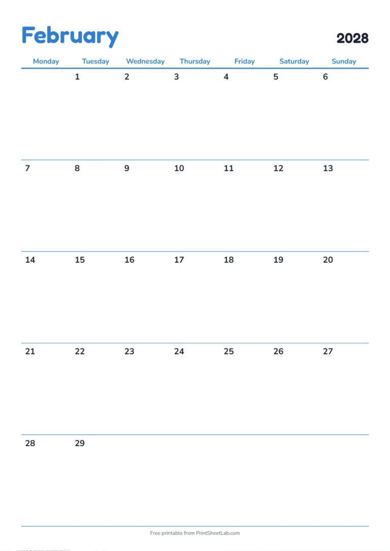 February 2028 calendar with holidays: Monday start on A4 with UK bank holidays