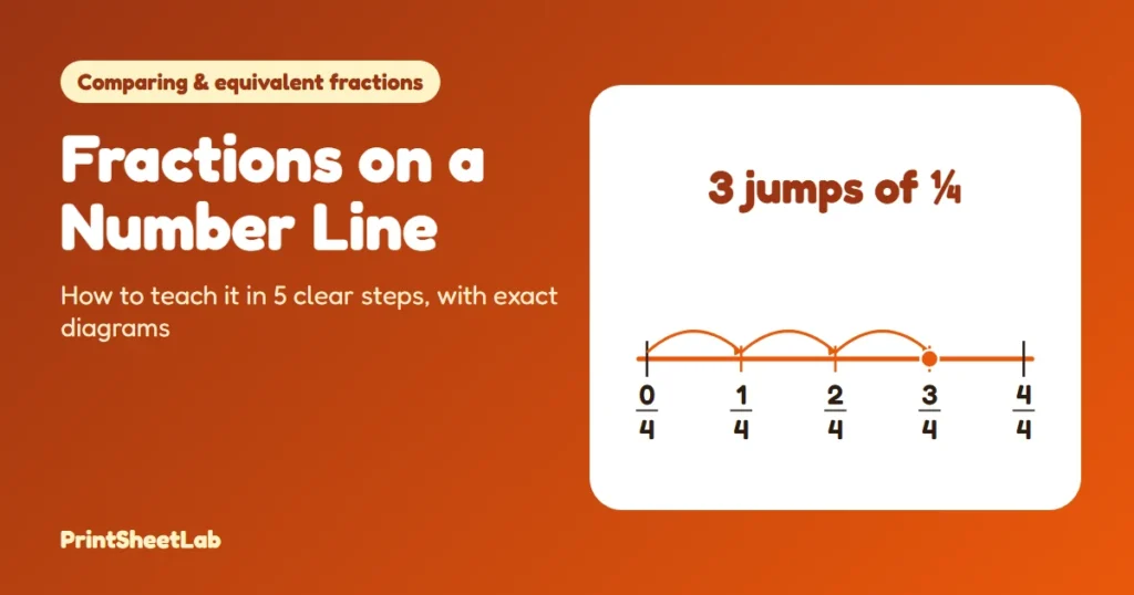 Fractions on a number line cover with 0 to 1 cut into quarters and 3/4 marked