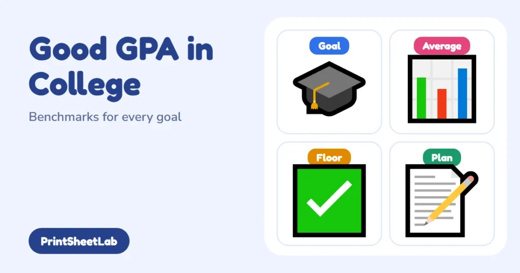 Chart showing what a good GPA in college looks like for each goal