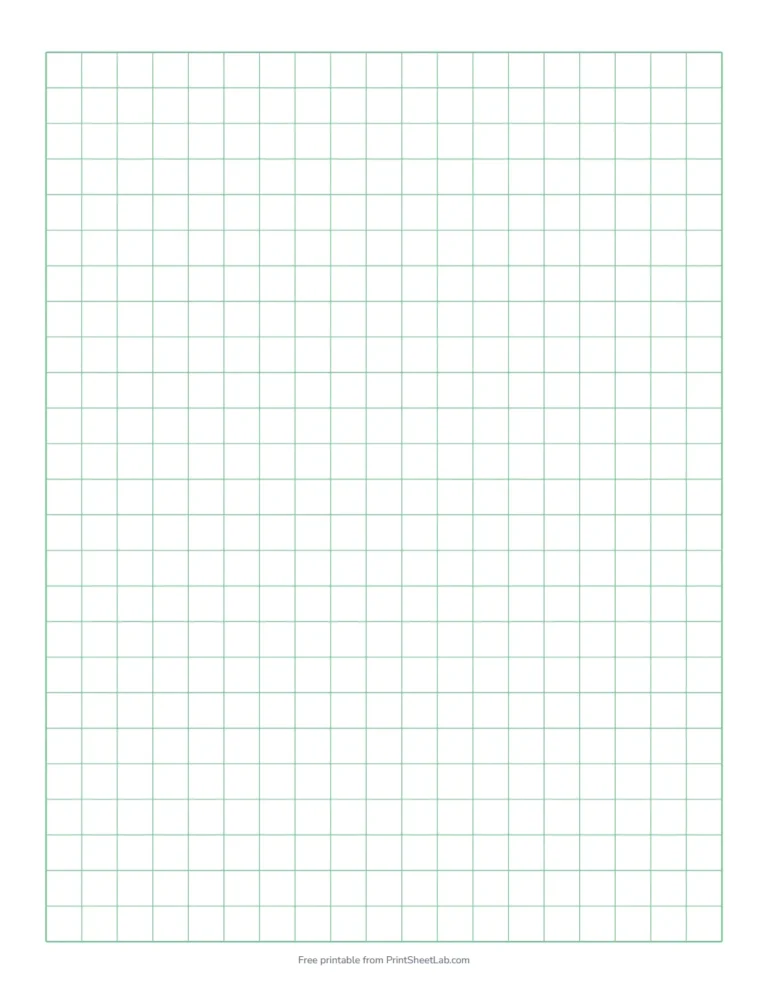 Grid paper with large 1 cm squares in green for young children