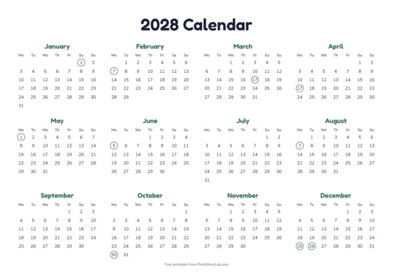 Ireland public holidays 2028 calendar: year at a glance