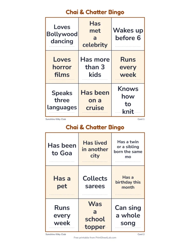 Icebreaker bingo cards in the small 3 by 3 size for a quick round