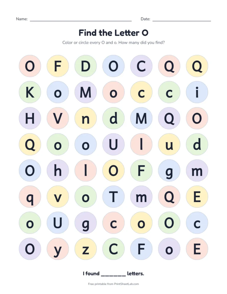 Letter O worksheets: find the letter O among look-alike letters
