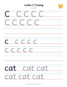 Curved letters: C O Q G S printable worksheet for kindergarten