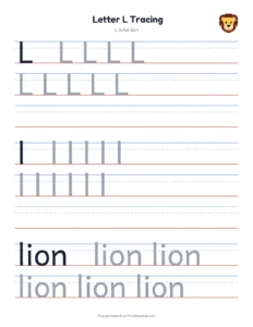Straight-line letters: L F E H T I printable worksheet for kindergarten