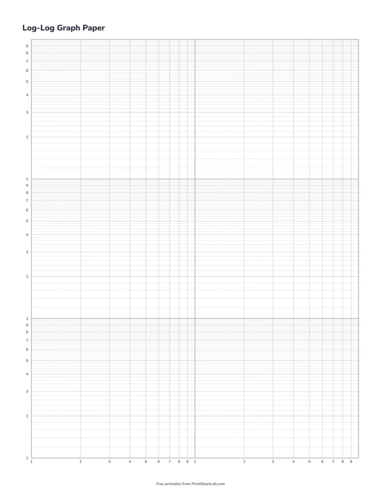Log-log graph paper printable with 3 cycles up and 2 cycles across