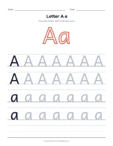 Alphabet tracing A to Z (26 pages) printable worksheet for preschool and kindergarten