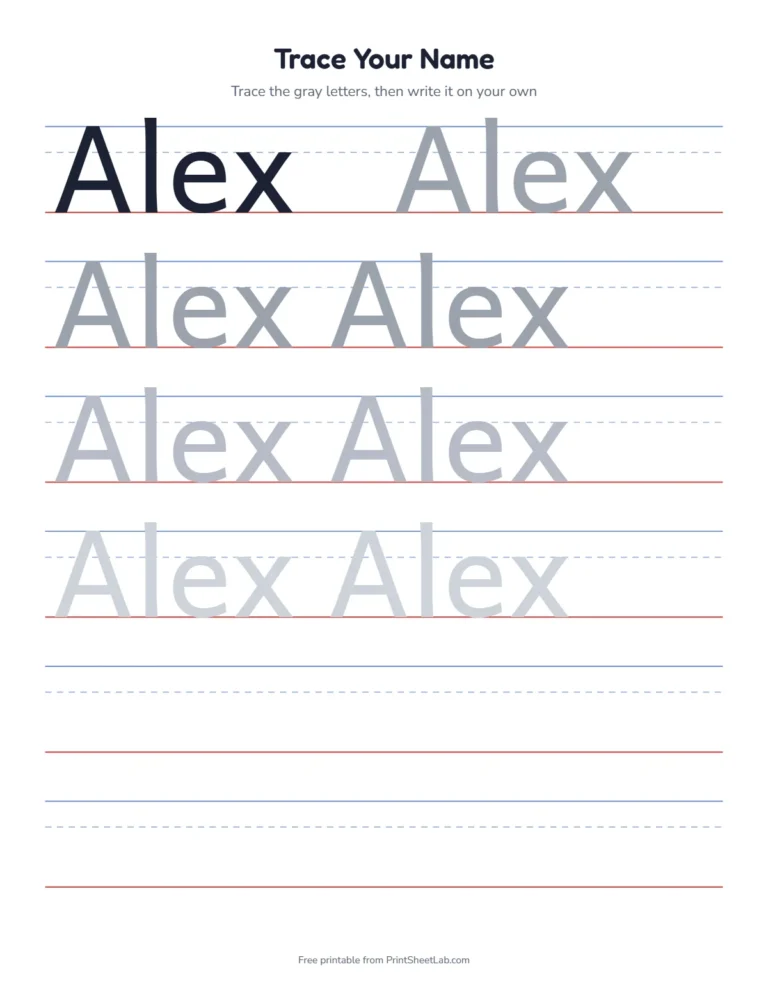 Editable name tracing worksheets: a class set with one page per name