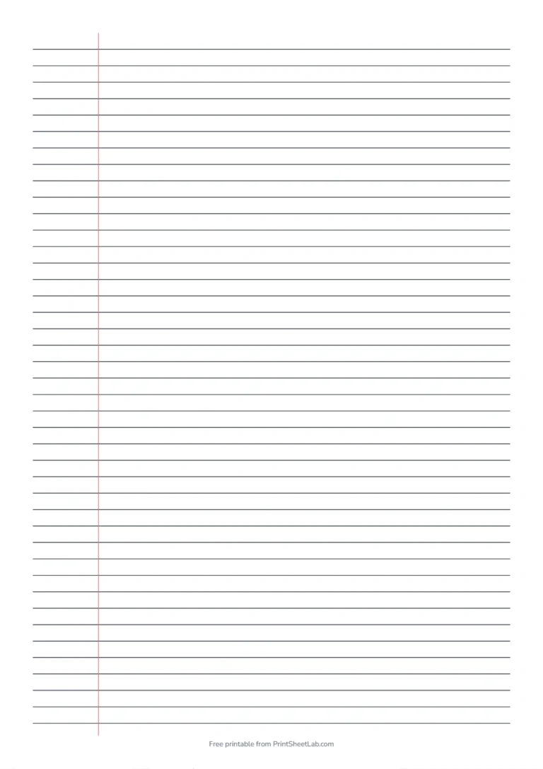 Narrow ruled lined paper on A4 in black