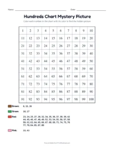 Mystery picture number grid: apple printable worksheet for kindergarten and grade 1