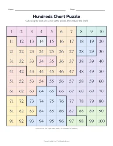 number grid puzzle: 12 pieces