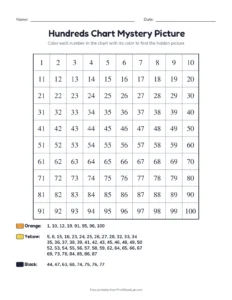 Mystery picture number grid: sun printable worksheet for kindergarten and grade 1