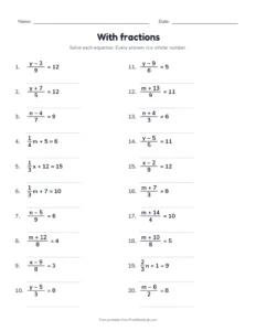 With fractions printable worksheet for grade 7