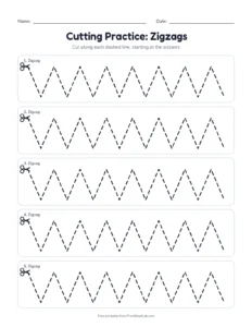 Cutting zigzags printable worksheet for ages 4 to 5