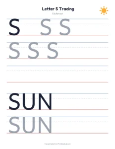 Big uppercase letters S to Z printable worksheet for preschool