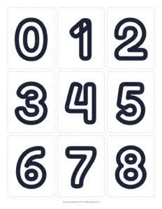 Printable numbers 0 to 20: outline cards printable worksheet for preschool and kindergarten