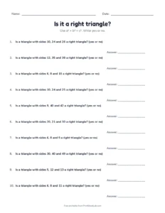converse of the pythagorean theorem worksheet