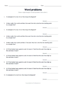 pythagorean theorem word problems
