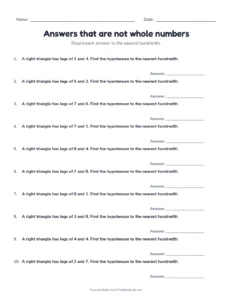 Answers that are not whole numbers printable worksheet for grade 8