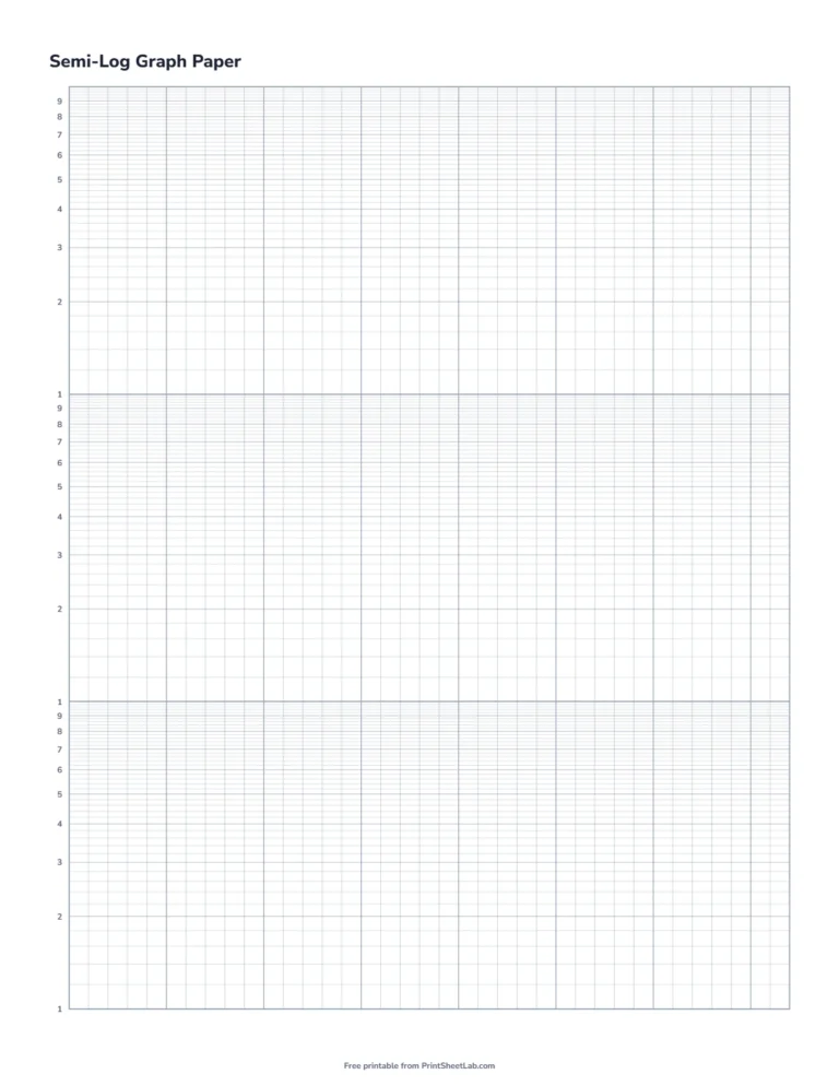 Semi-log graph paper printable with 3 logarithmic cycles