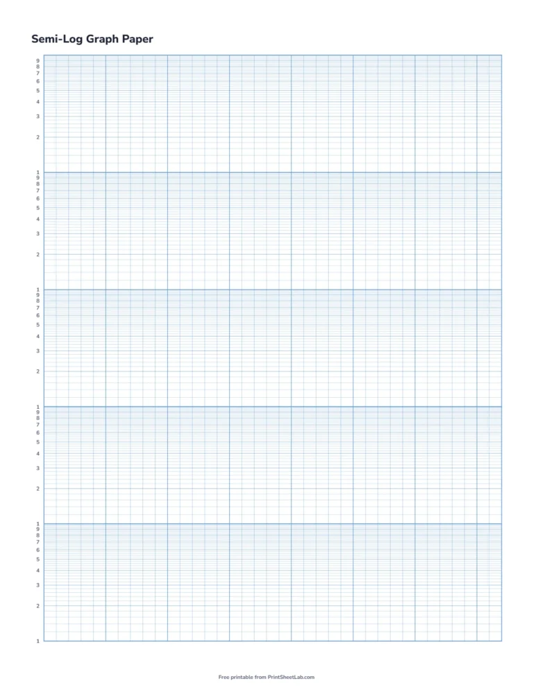 Semi-log paper with 5 cycles in blue for data that spans a wide range