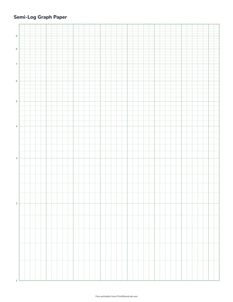 Semi-log paper with a single logarithmic cycle in green