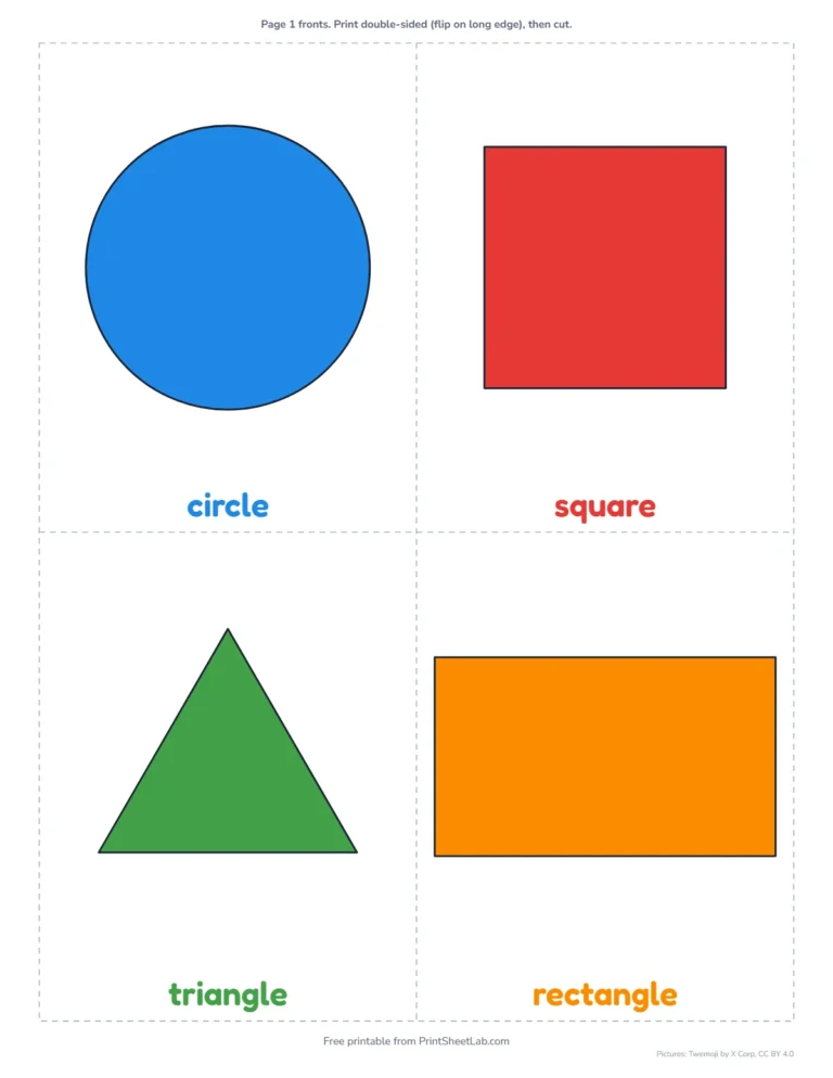 Shape flash cards: circle, square, triangle and more