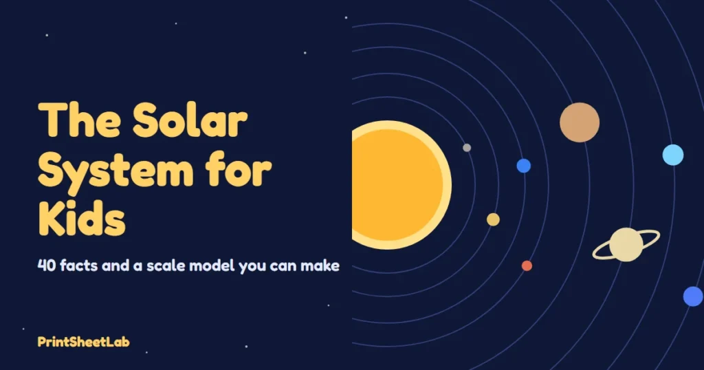Solar system for kids cover showing the Sun and eight planets on orbit lines