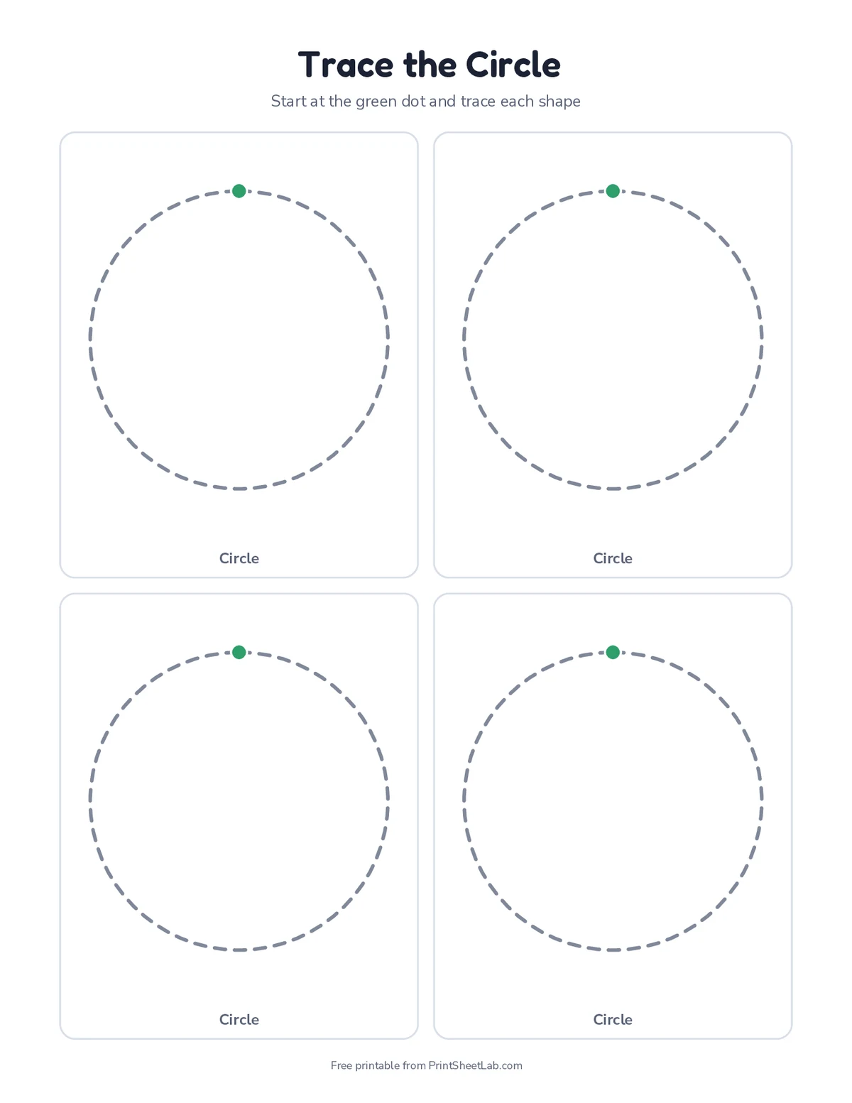 preschool shape worksheets: trace the circle