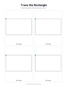 Trace the rectangle: four to a page printable worksheet for preschool and kindergarten