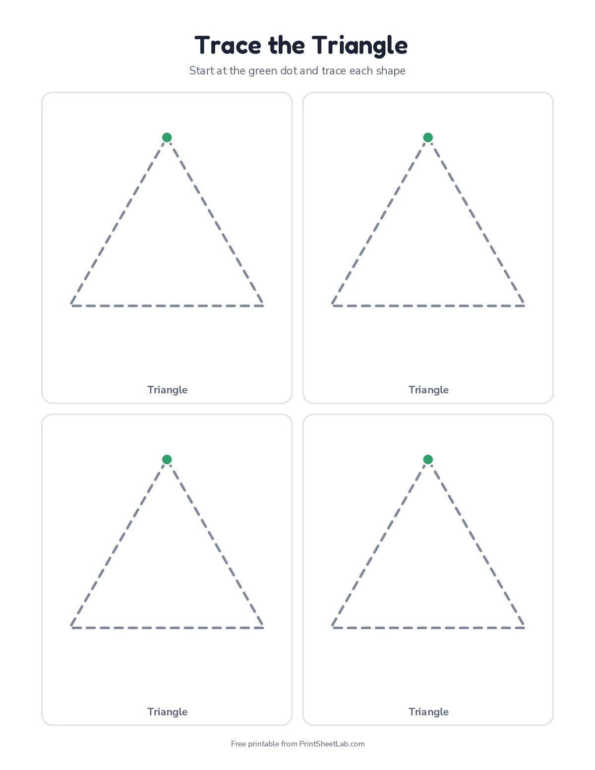 shape tracing for preschool: triangle