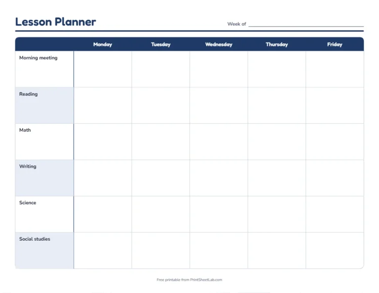 Teacher planner printable in navy
