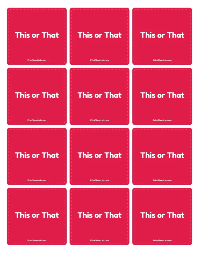This or that questions card backs to print on the reverse of the cards