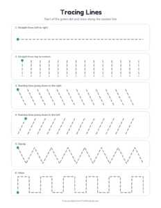 Tracing lines: all 12 patterns printable worksheet for preschool and kindergarten
