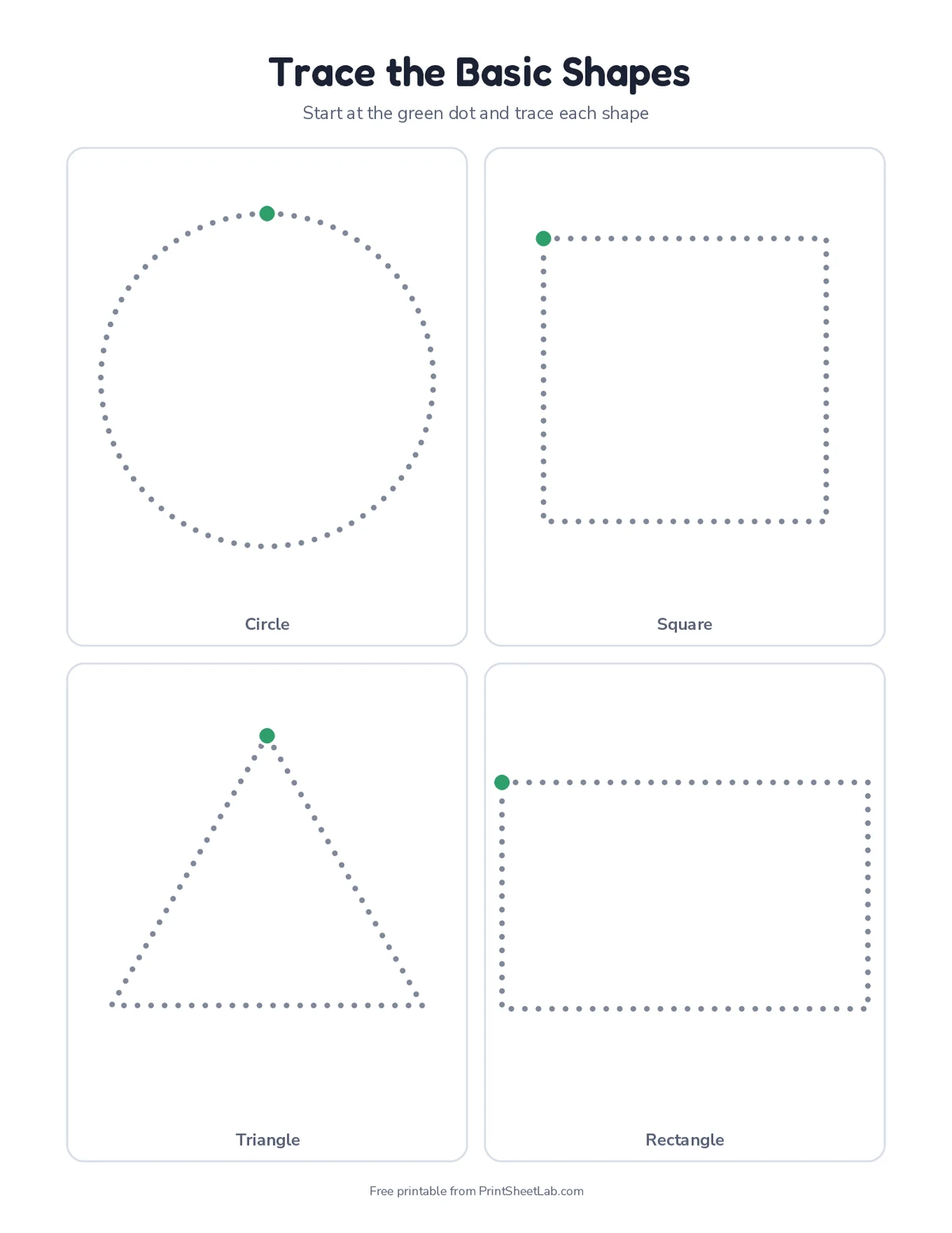 pre nursery worksheets: tracing shapes