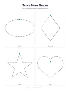 printable tracing worksheets: more shapes