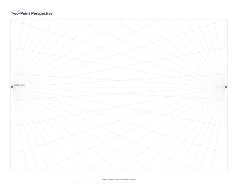 Two point perspective template with a horizon line and two vanishing points