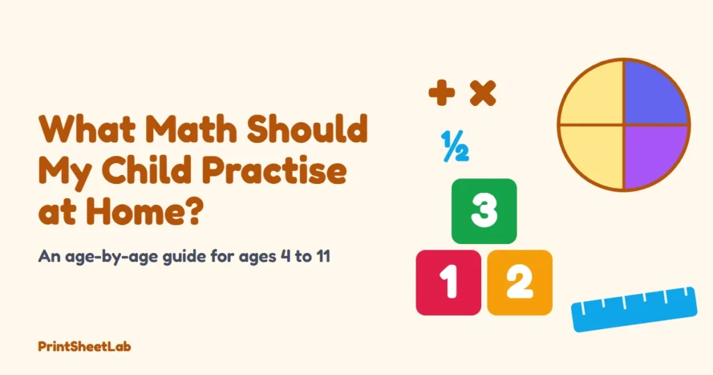 What math should my child know cover with number blocks, a ruler and a fraction pie for ages 4 to 11