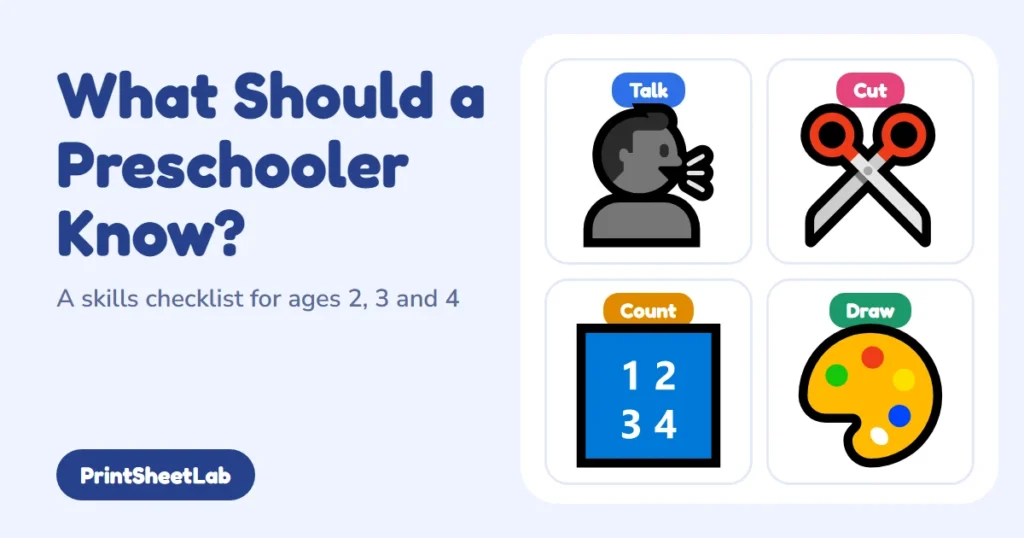 What should a preschooler know checklist for ages 2 to 4